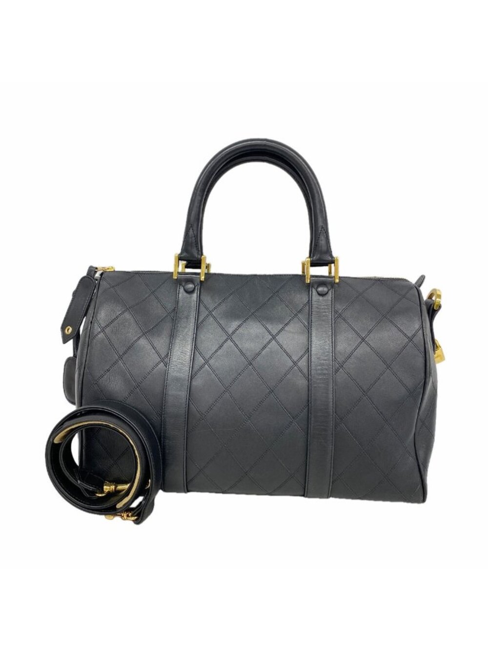 Chanel Handbag Bicolor Lambskin Black Gold 2-Way Bag